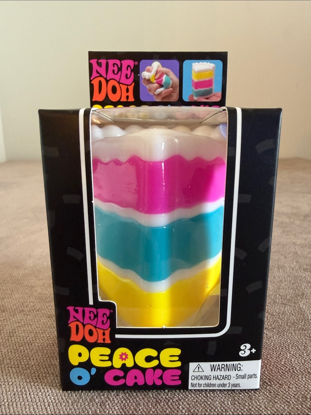 Needoh Peace O' Cake Squishy Toy - Pink, Blue, Yellow, White